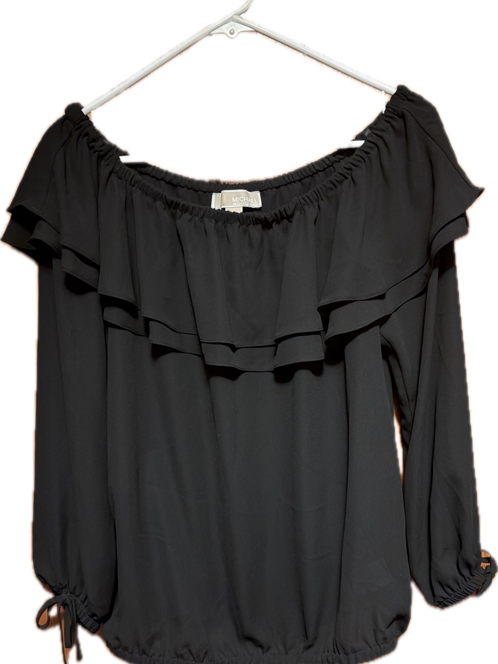 MICHAEL Michael Kors Black Off-Shoulder Ruffle Top